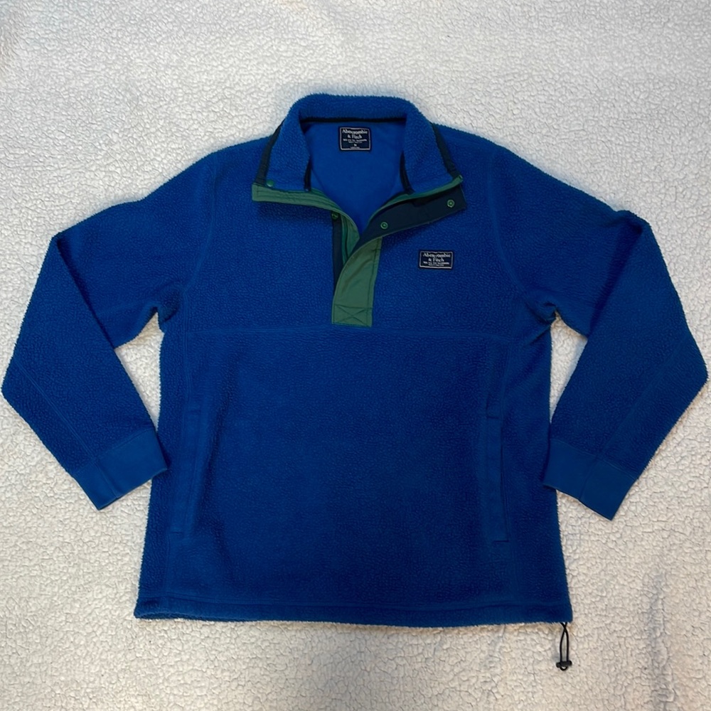Men's Abercrombie & Fitch, 1/4 zip in blue, Medium